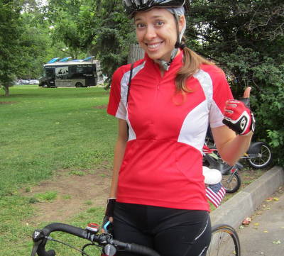 Julie Sandefur, the lead cyclist for the 2014 FireKracker 5k Citizen's Race.
